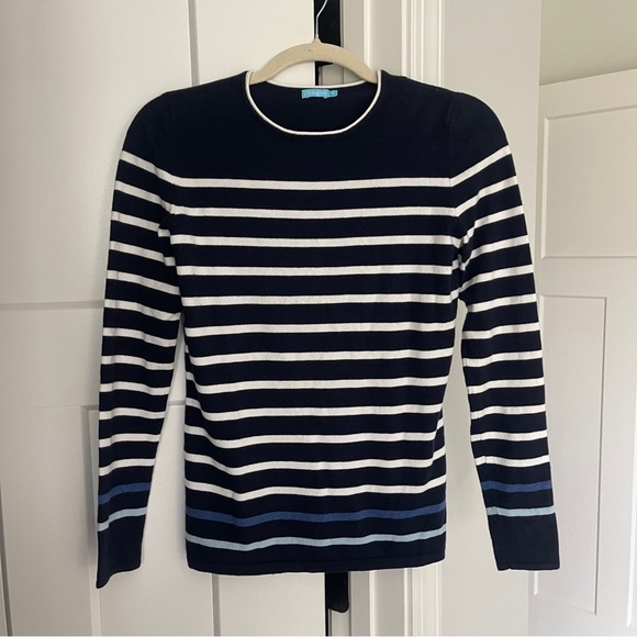 J.McLaughlin Navy Blue Striped Sweater - Picture 1 of 4